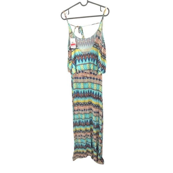 Mimi Chica Nordstrom Dress Size Medium Sexy Aztec Print strappy Maxi - Picture 4 of 7